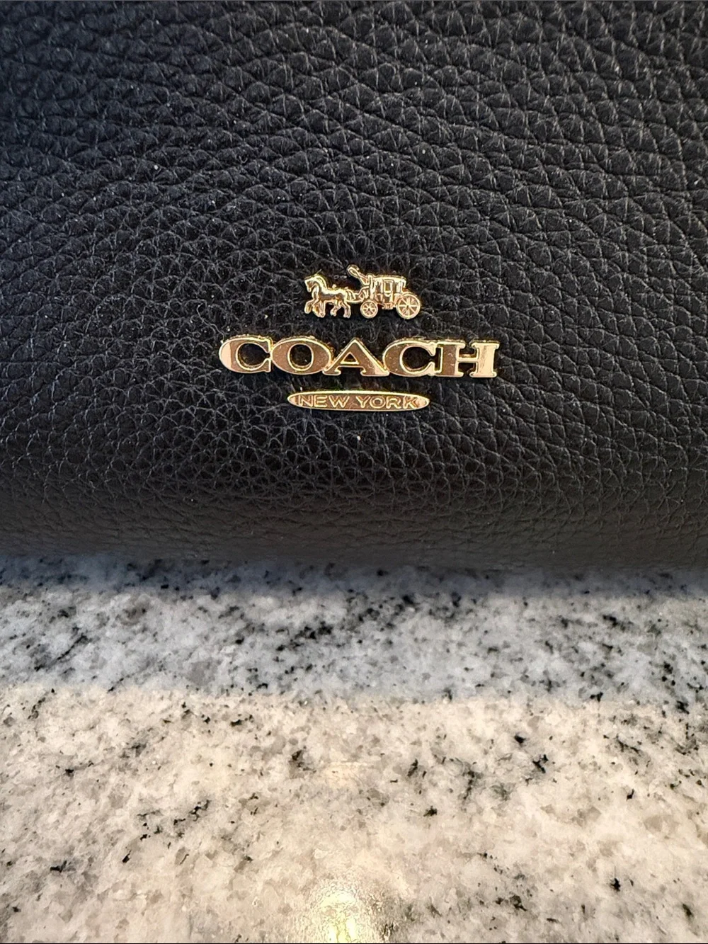 Coach Black Pebbled Leather Hobo with Gold Hardware